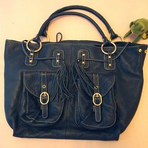 Barney's New York large navy leather purse!